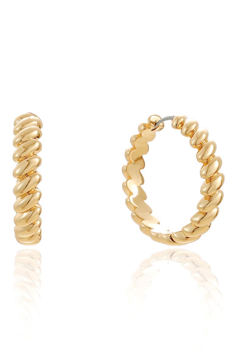 Twist Hoop Earrings, Main, color, GOLD