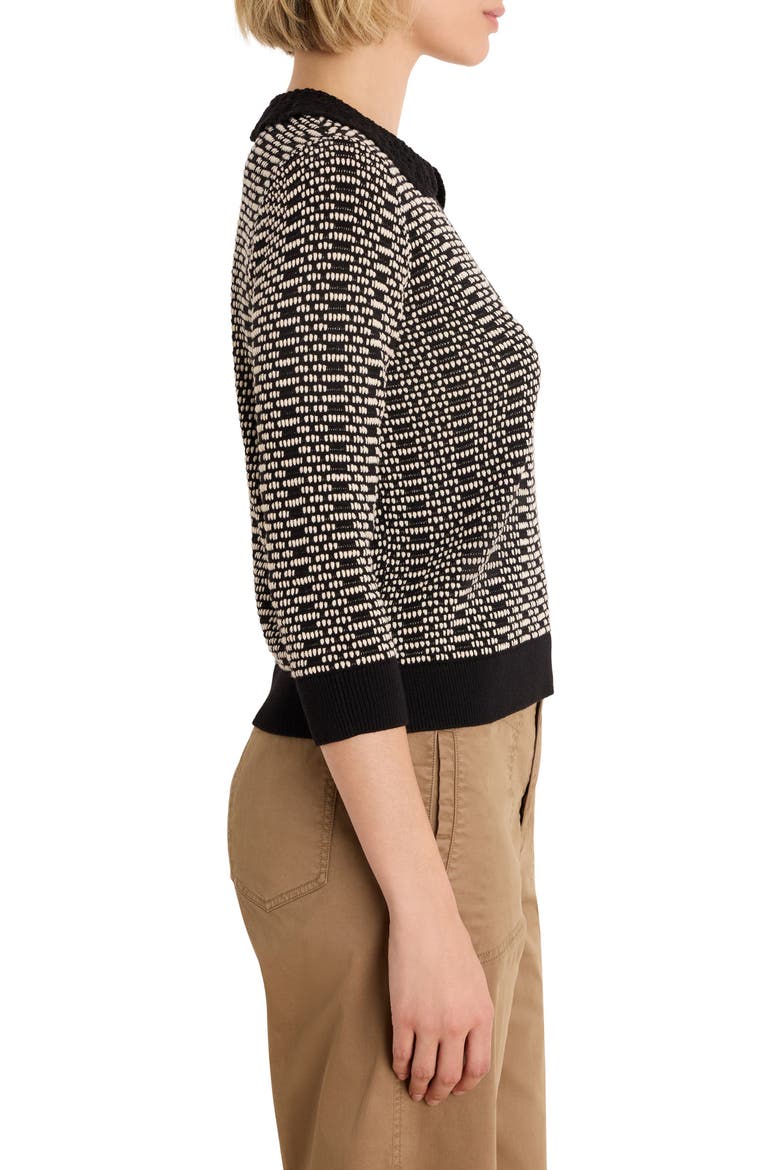 Geo Stitch Collared Sweater, Alternate, color, BLACK MULTI