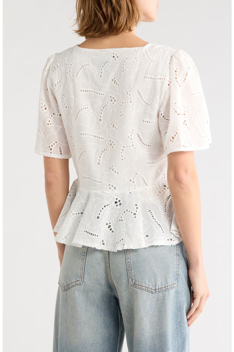 Square Neck Eyelet Top, Alternate, color, WHITE