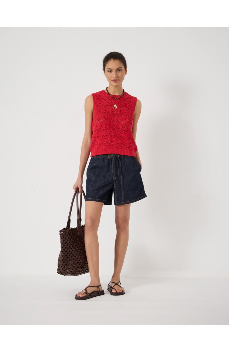 Hush Crochet Cotton Sleeveless Vest, Alternate, color, Watermelon Red