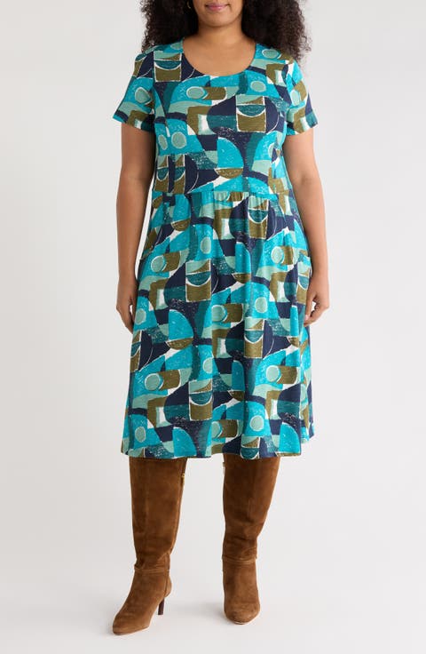 Enor Abstract Print Organic Cotton T-Shirt Dress (Plus)