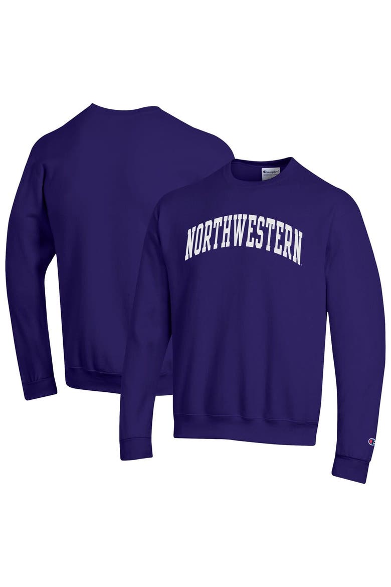 Men's Champion  Purple Northwestern Wildcats Basic Arch Fleece Pullover Sweatshirt, Alternate, color, Purple