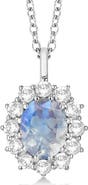 ALLUREZ Oval Moonstone and Diamond Pendant Necklace 14k