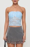 Princess Polly Winnick Floral Lace Strapless Crop Top