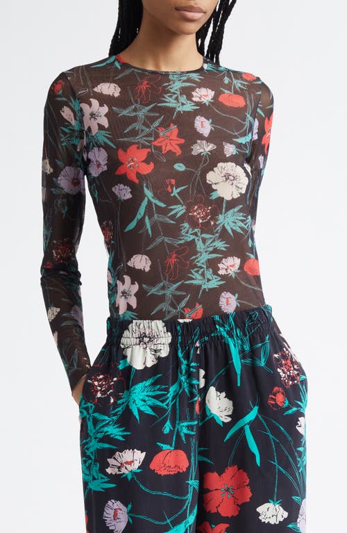 Marimekko Varitys Perenna Floral Jersey Top In Black