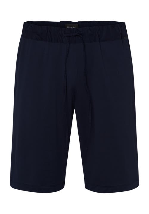 Hanro Night And Day Cotton Knit Drawstring Shorts In Black Iris