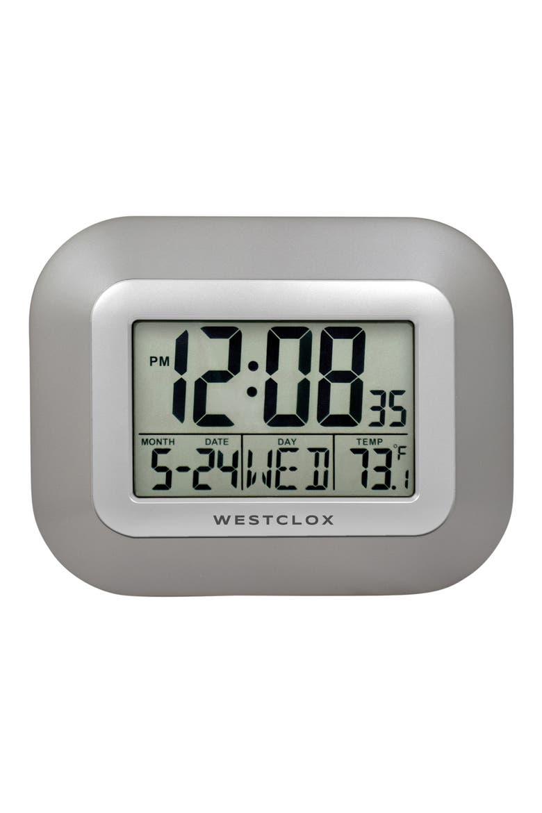 Digital LCD Wall Clock, Main, color, SILVER