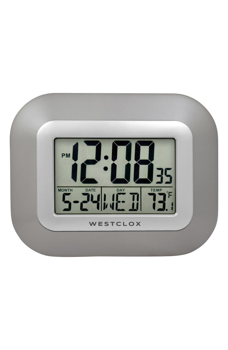 Westclox Digital LCD Wall Clock, Main, color, Silver