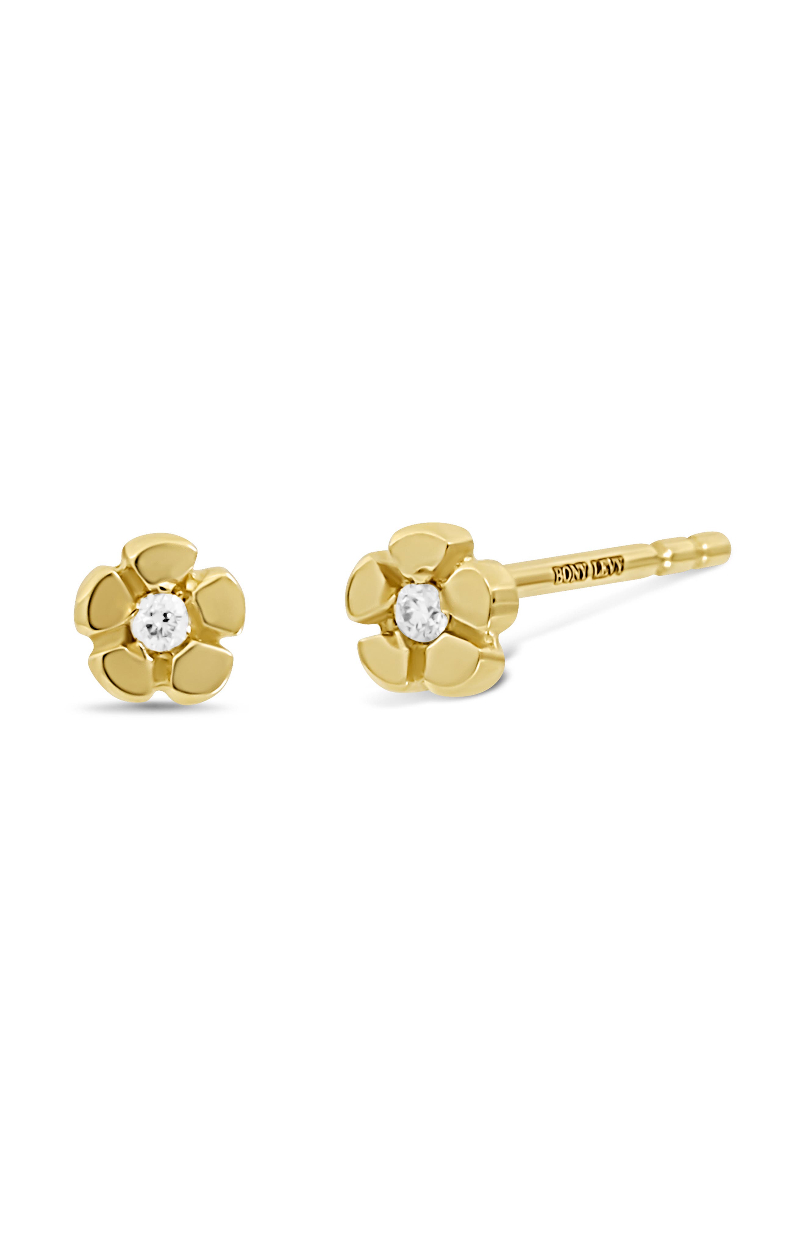 Bony Levy 18K Yellow Gold Diamond Flower Stud Earrings