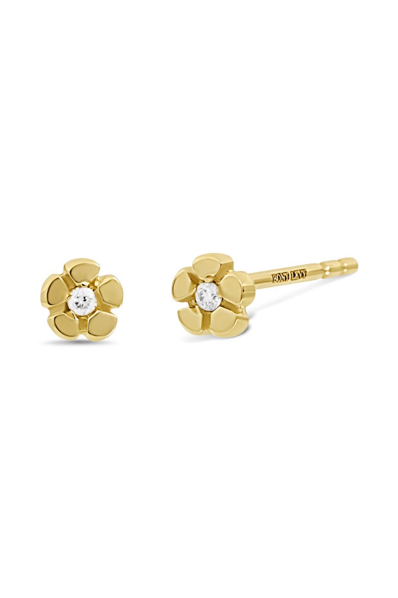 18K Yellow Gold Diamond Flower Stud Earrings, Main, color, 18K YELLOW GOLD