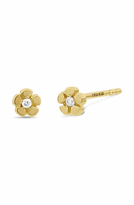 Bony Levy 18K Yellow Gold Diamond Flower Stud Earrings