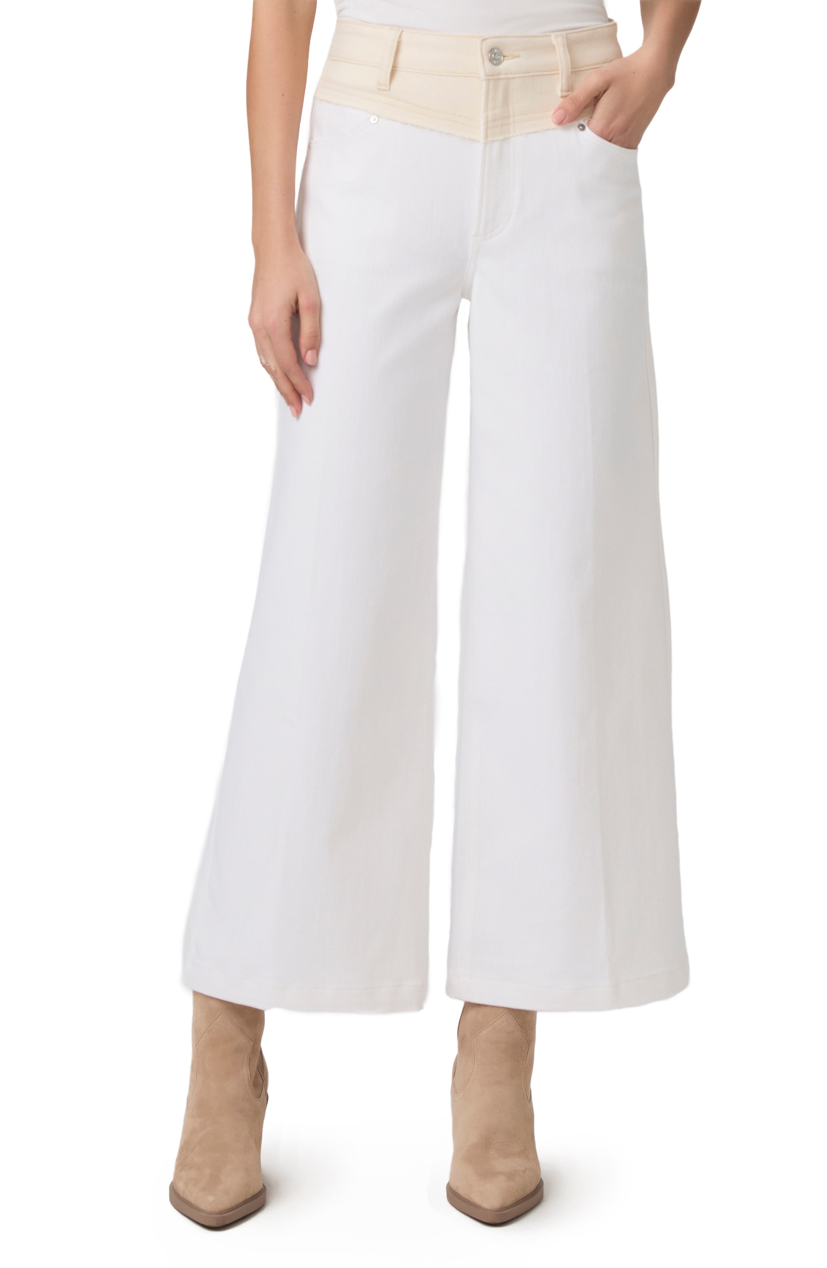 PAIGE Harper V-Yoke High Waist Ankle Wide Leg Jeans