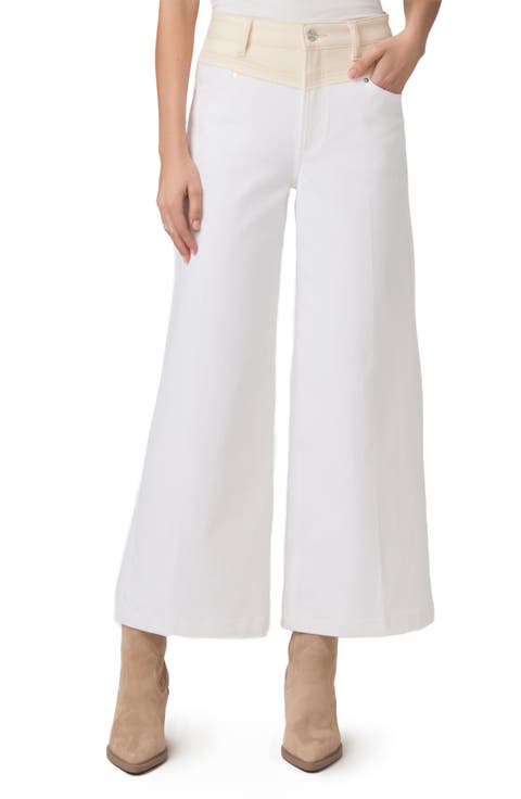 Harper V-Yoke High Waist Ankle Wide Leg Jeans (Cream White Distressed)