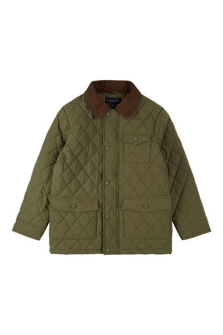 Kids' Water Repellent Diamond Quilted Jacket, Main, color, OLIVE GREEN
