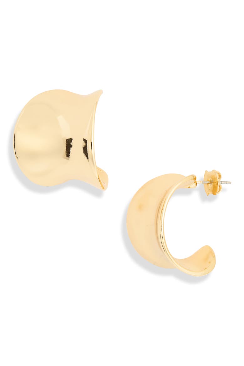 Smooth Curve Hoop Earrings, Main, color, GOLD