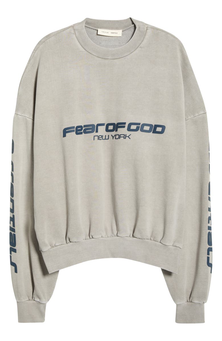 Fear of God Essentials Logo Graphic Print Relaxed Sweatshirt, Main, color, Smoke Grey