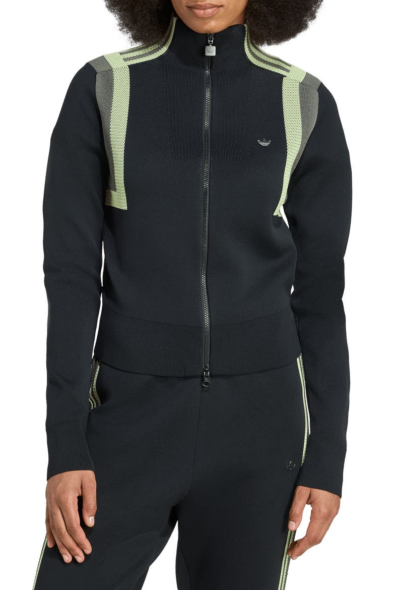 Knit Track Top, Main, color, BLACK