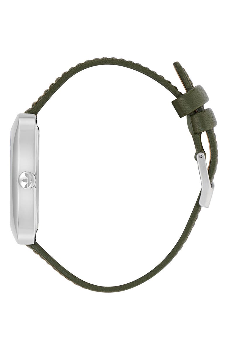 adidas Retro Wave One Leather Strap Watch, 37mm, Alternate, color, Green