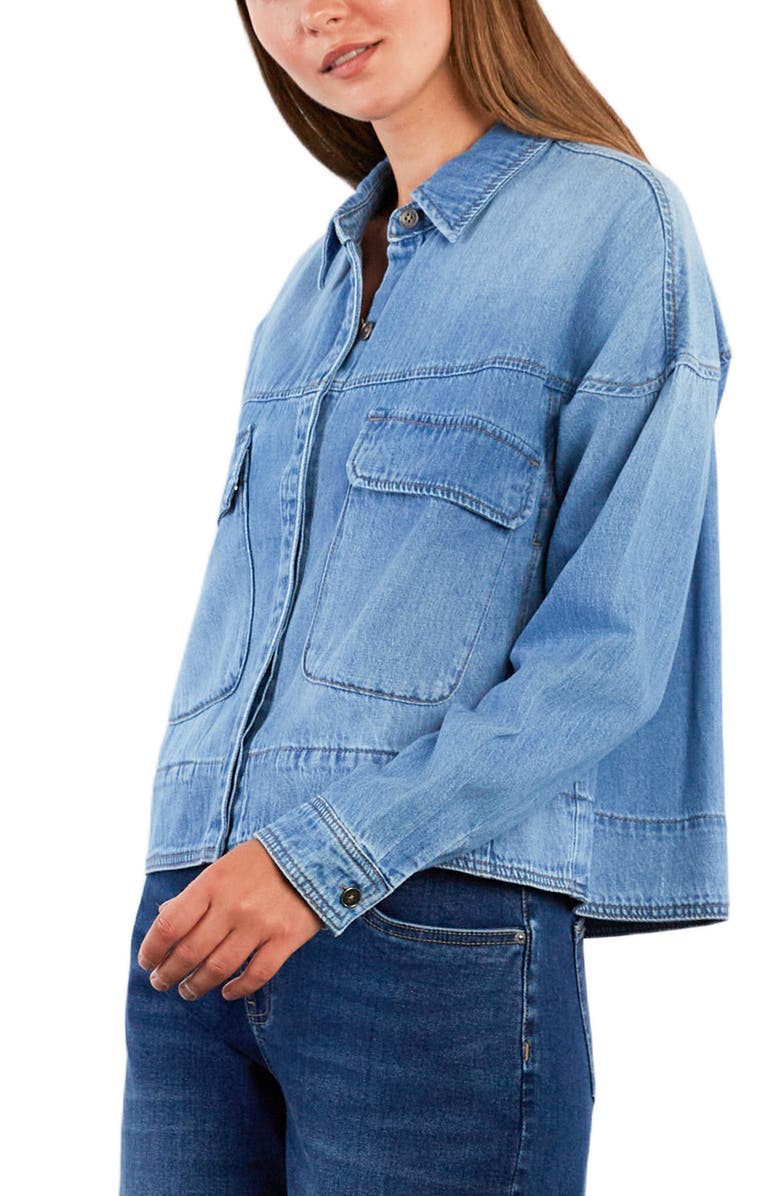 Wash Lab Denim Boxy Denim Button-Up Shirt, Alternate, color, Denim Love