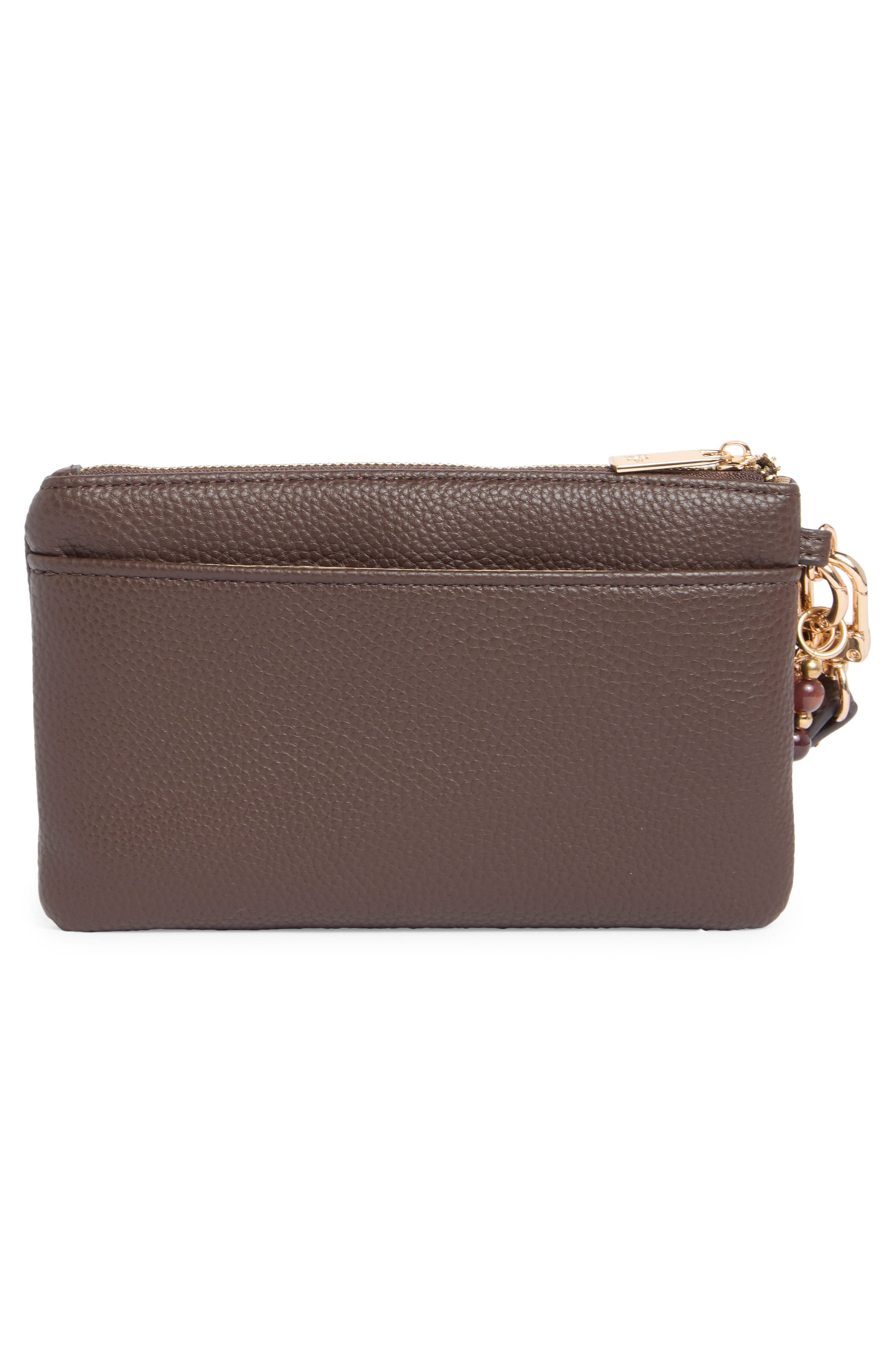 Nanette Lepore Faux Leather Wristlet with Pouch, Alternate, color, Maple