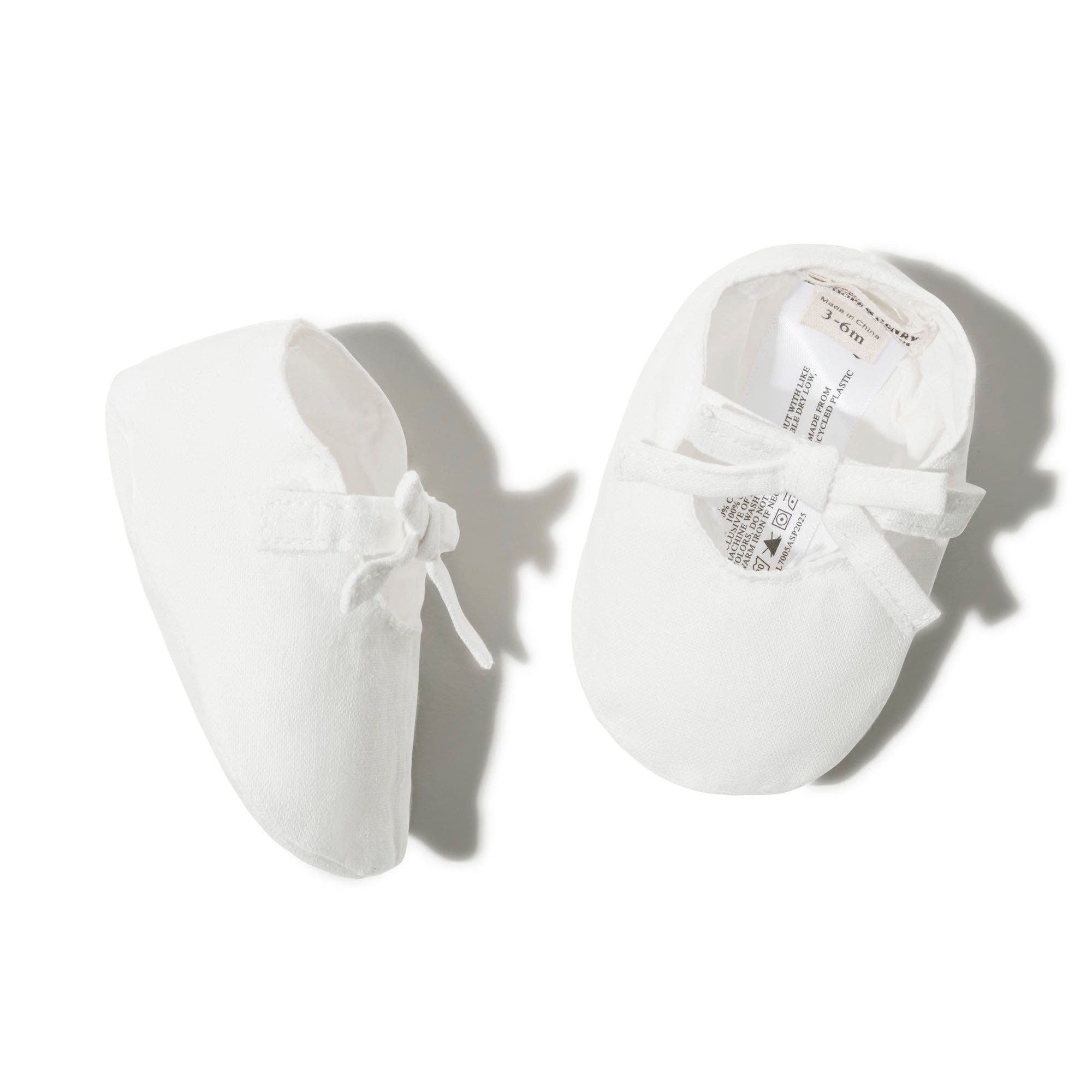 Hope & Henry Baby Linen Bow Soft Shoe, Infant, Alternate, color, Soft White Linen Bow