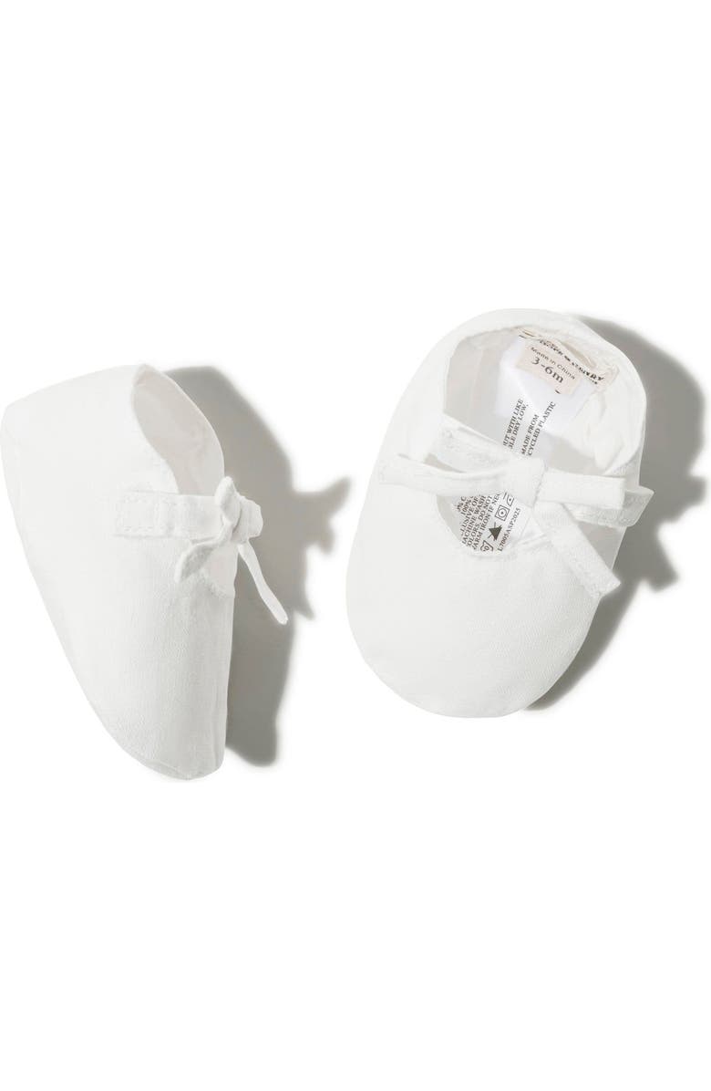 Hope & Henry Baby Linen Bow Soft Shoe, Infant, Alternate, color, Soft White Linen Bow
