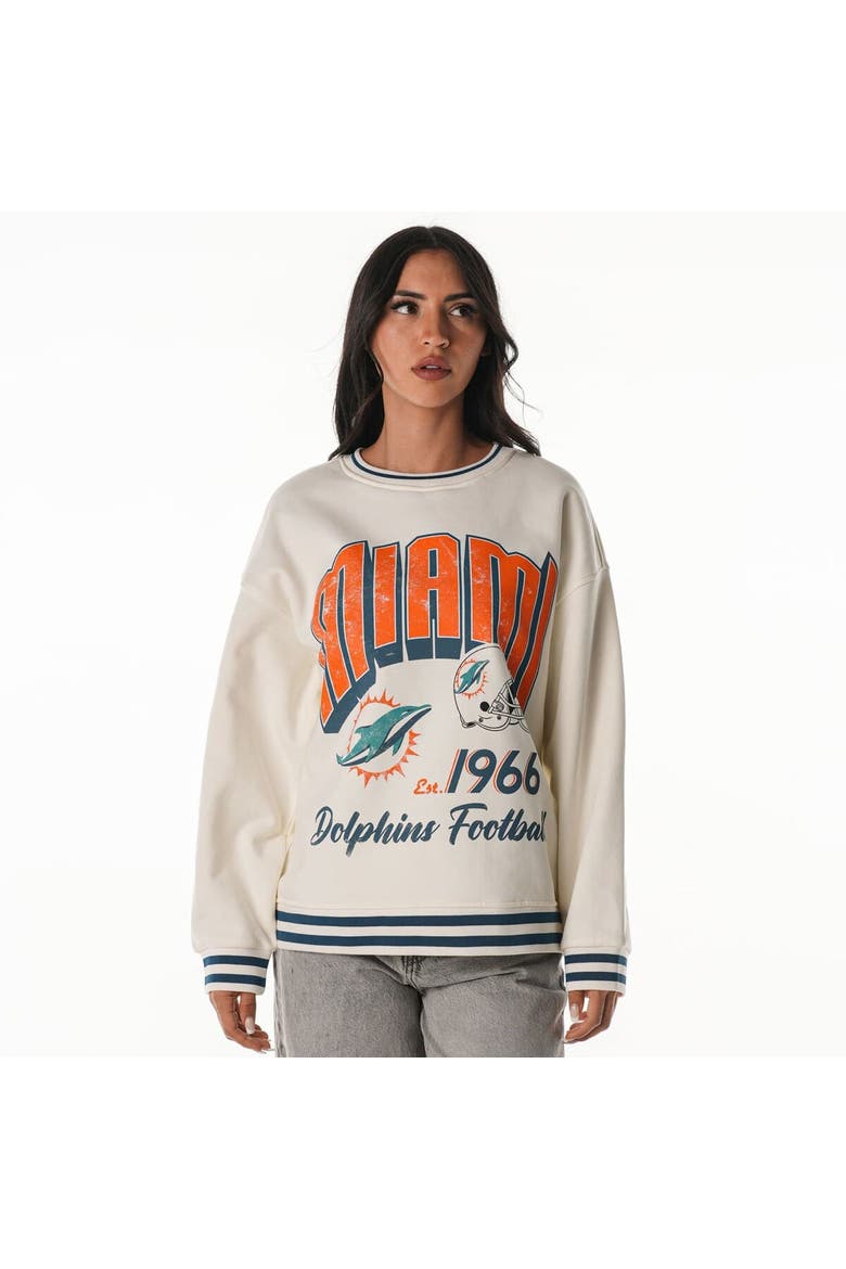 Women's The Wild Collective Cream Miami Dolphins Oversized Vintage French Terry Sweatshirt, Main, color, Cream