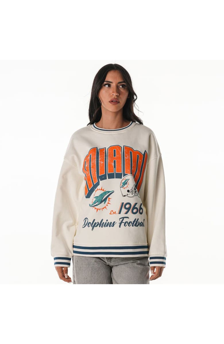THE WILD COLLECTIVE Women
s The Wild Collective Cream Miami Dolphins Oversized Vintage French Terry Sweatshirt, Main, color, Cream