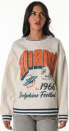 THE WILD COLLECTIVE Women's The Wild Collective Cream Miami Dolphins Oversized Vintage French Terry Sweatshirt