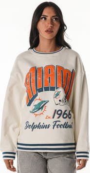 THE WILD COLLECTIVE Women's The Wild Collective Cream Miami Dolphins Oversized Vintage French Terry Sweatshirt