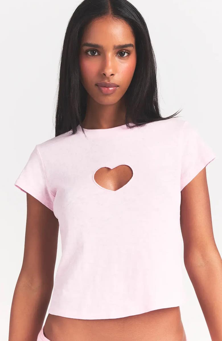 SKIMS Worn In Jersey Pajama Baby Tee, Alternate, color, Baby Pink