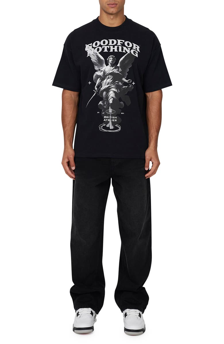 Good For Nothing Statue Print Relaxed T-shirt, Alternate, color, Black