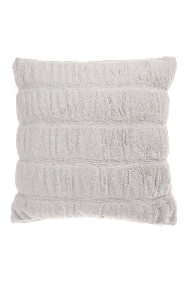 Pintuck Faux Fur Accent Pillow, Main, color, GREY VAPOR