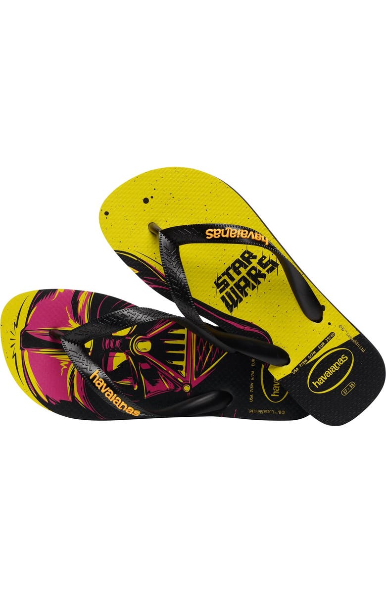 Havaianas 'Star Wars<sup>™</sup>' Flip Flop, Alternate, color, Black/ Pop Yellow