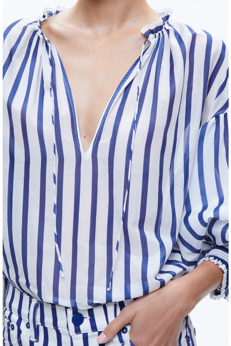 Julius Stripe Cotton & Silk Top, Alternate, color, ADMIRAL STRIPE INDIGO