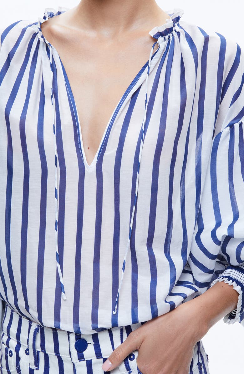 Alice + Olivia Julius Stripe Cotton & Silk Top, Alternate, color,