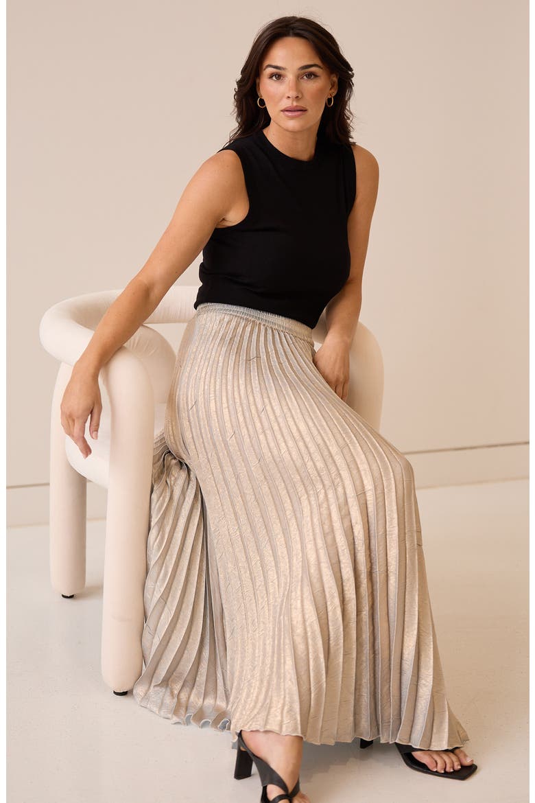 Alias Pleated Maxi Skirt, Alternate, color, CHAMPAGNE