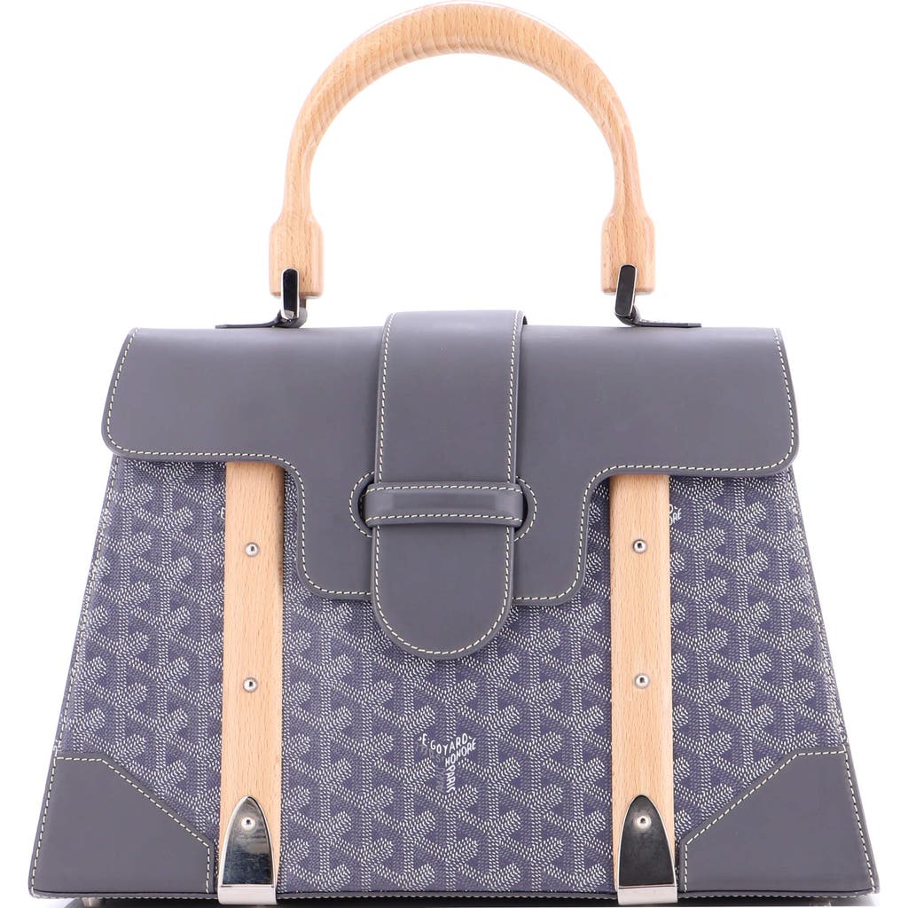 Pre-owned Goyard Goyard Saigon Top Handle Bag Coated Canvas With Leather Mm In Gray