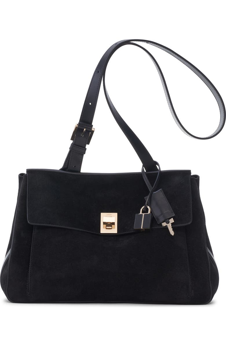 TOM FORD Medium Suede Besace Shoulder Bag, Main, color, Black