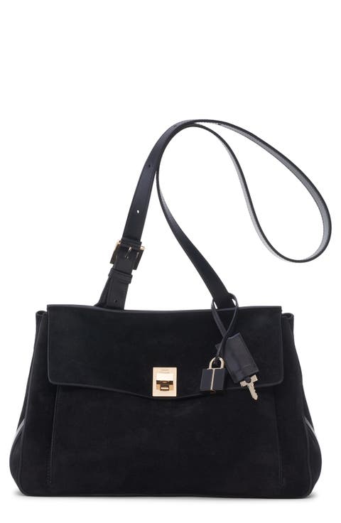 Medium Suede Besace Shoulder Bag