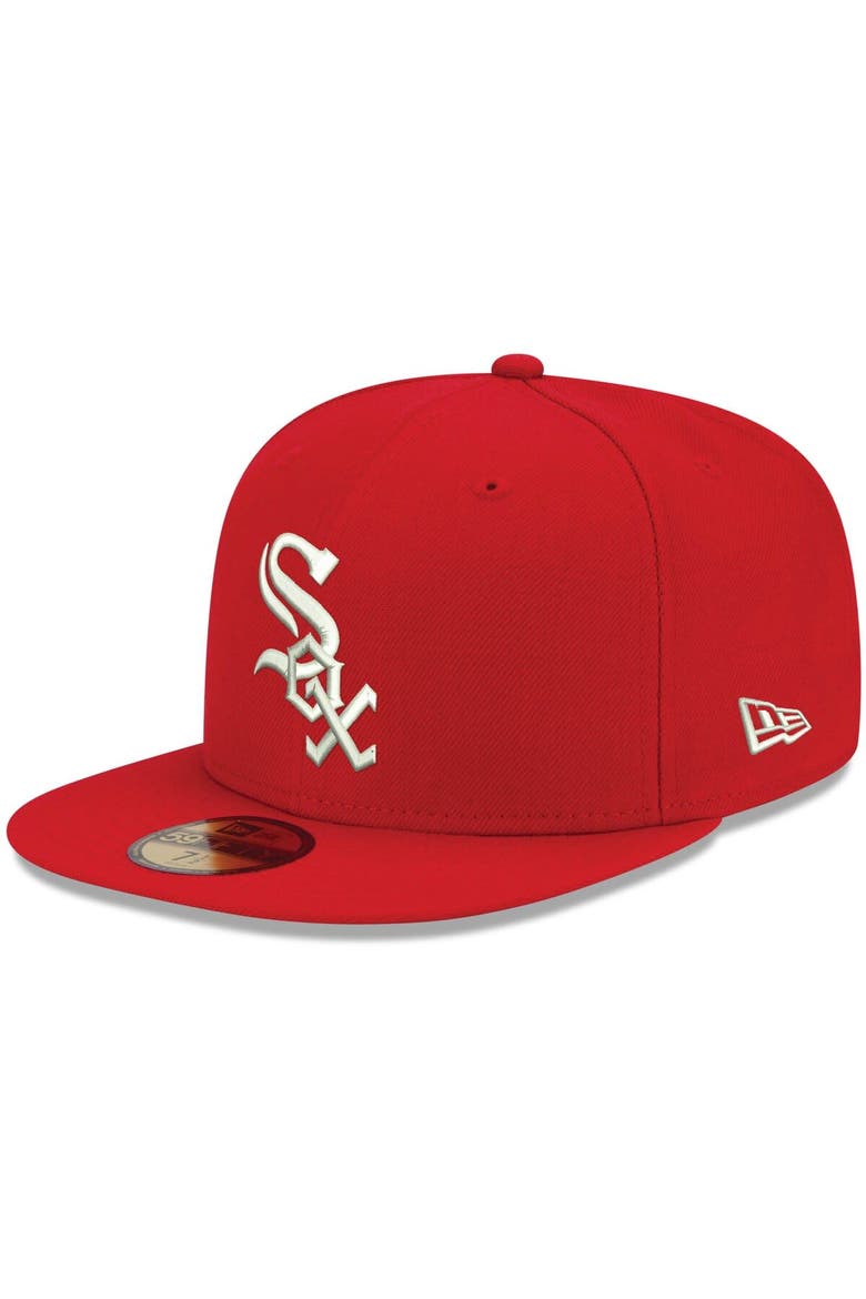 Men's New Era Red Chicago White Sox White Logo 59FIFTY Fitted Hat, Main, color, Red