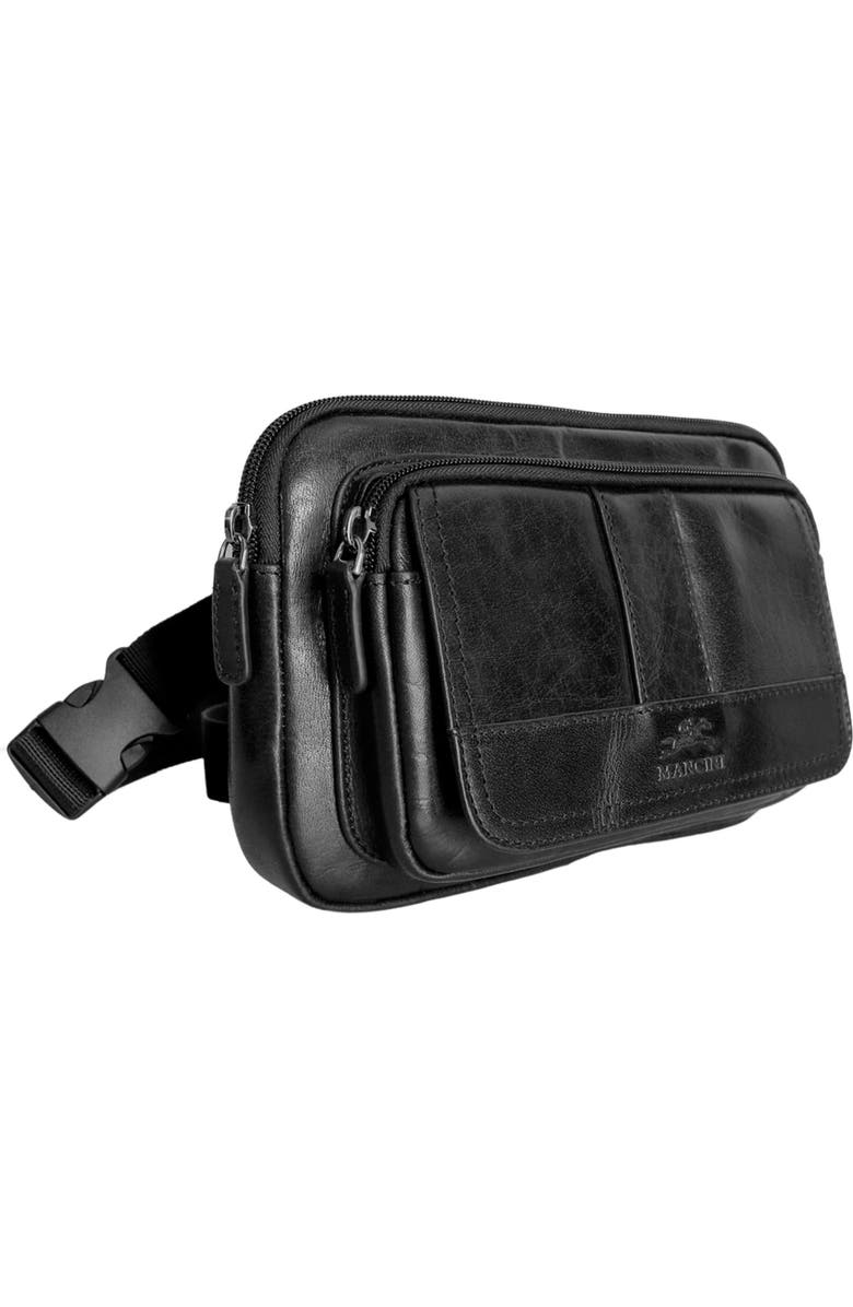 Mancini Buffalo Leather Belt Bag, Alternate, color, Black