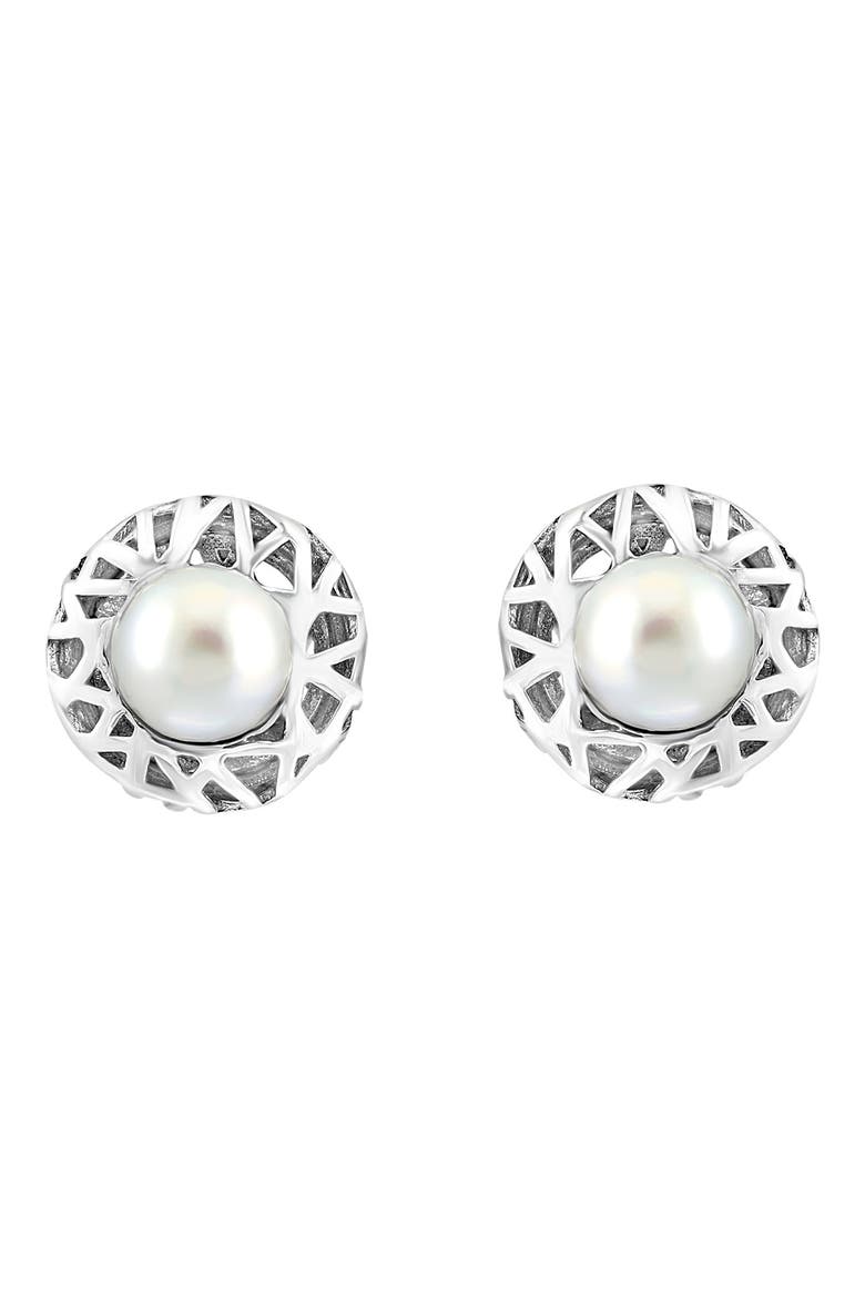 Sterling Silver Freshwater Pearl Stud Earrings, Alternate, color, WHITE