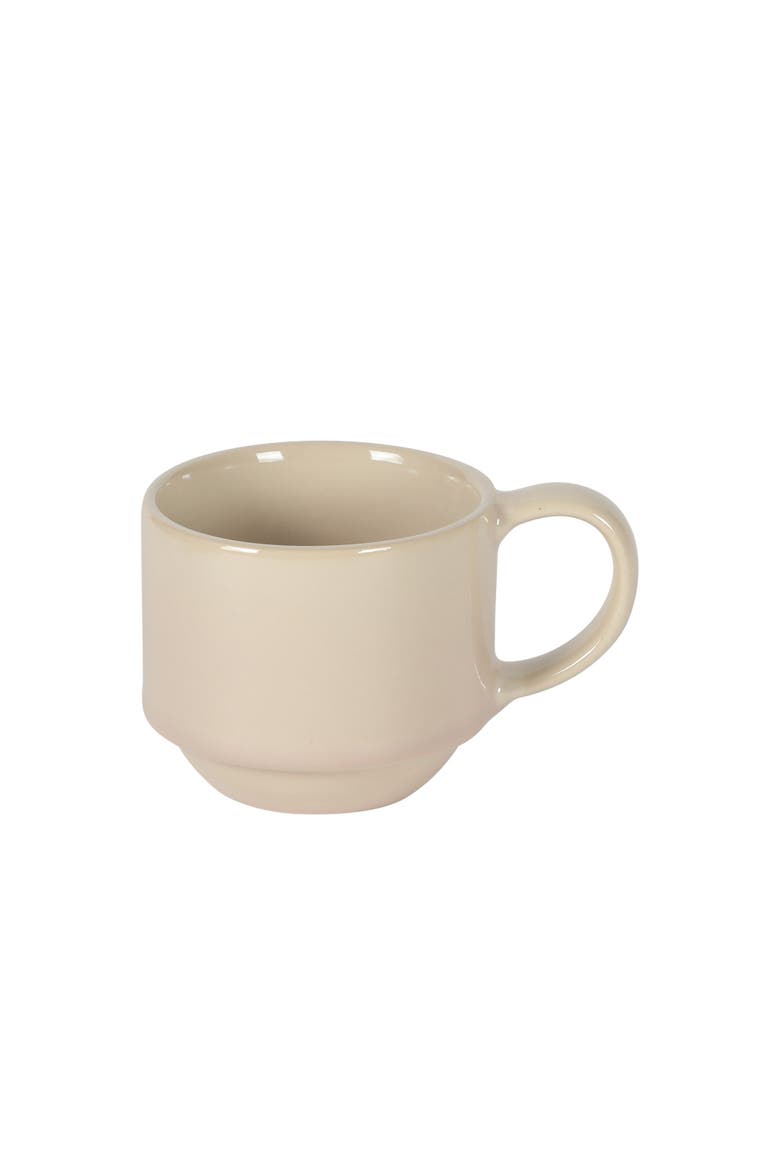 Sunrise Hills Stackable Stoneware Cup and Saucer Set with Metal Rack, Alternate, color, Cream
