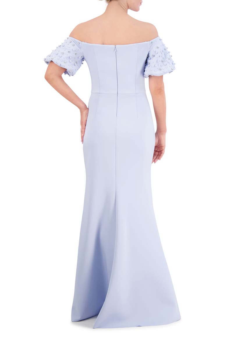 Beaded Off the Shoulder Gown, Alternate, color, PERIWINKLE