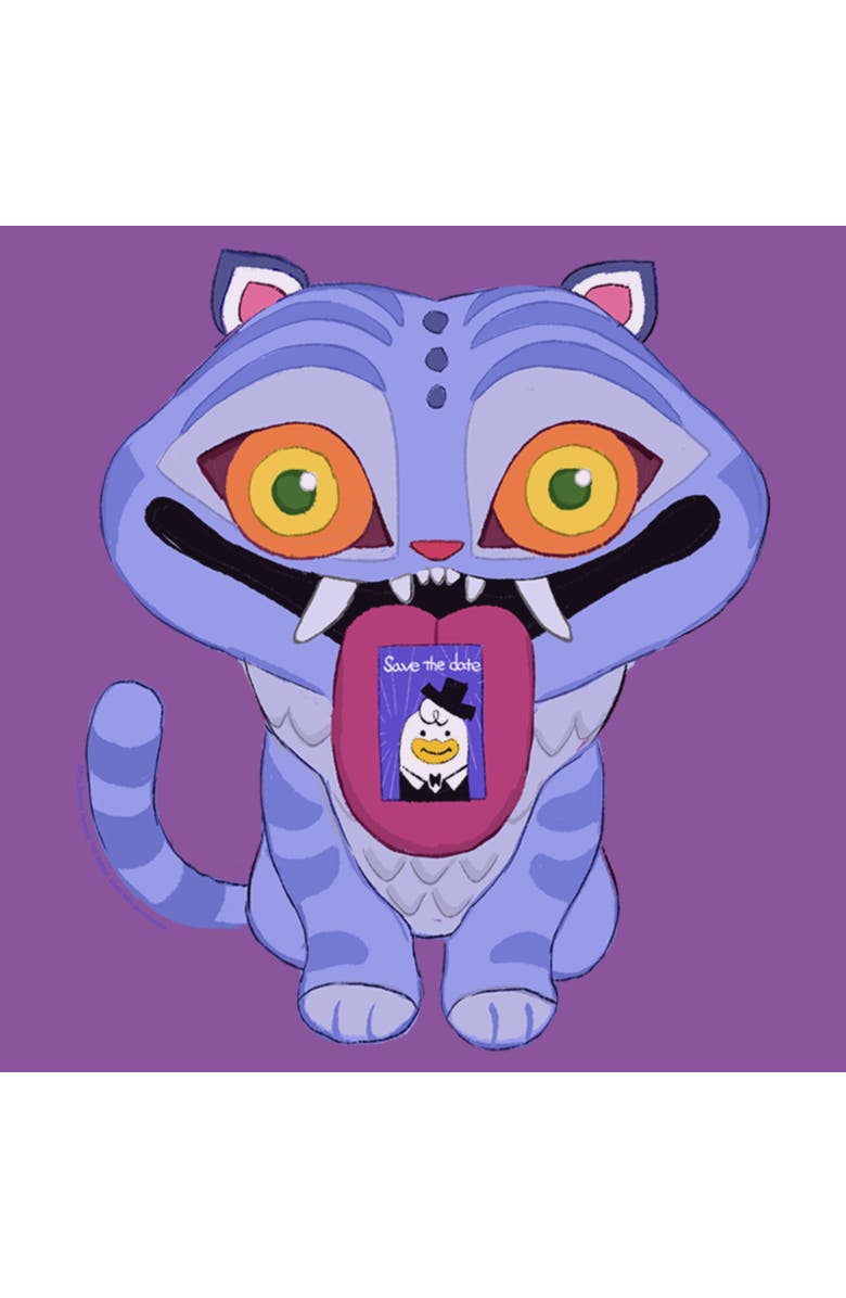 KPop Demon Hunters Girl's KPop Demon Hunters Derpy Save The Date Graphic T-Shirt, Alternate, color, Purple Berry