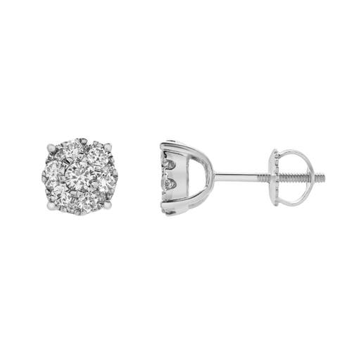 Luvmyjewelry Ballmore 10k Gold Diamond Unisex Earrings In 10k White Gold