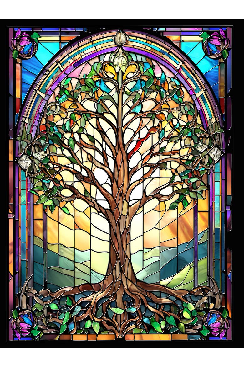 Stained Glass Tree of Life 1000 piece Jigsaw Puzzle for Adults, Alternate, color, Multicolor
