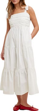 WISHLIST Tie Strap Pleated Bodice Cotton Sundress