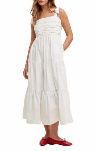 WISHLIST Tie Strap Pleated Bodice Cotton Sundress
